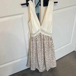 Cupshe Cream and Floral Dress